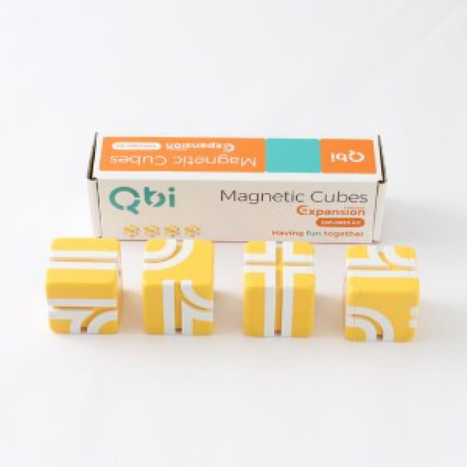 Qbi Explorer Preschool ホワイトレールブロック4個セット(イエロー)